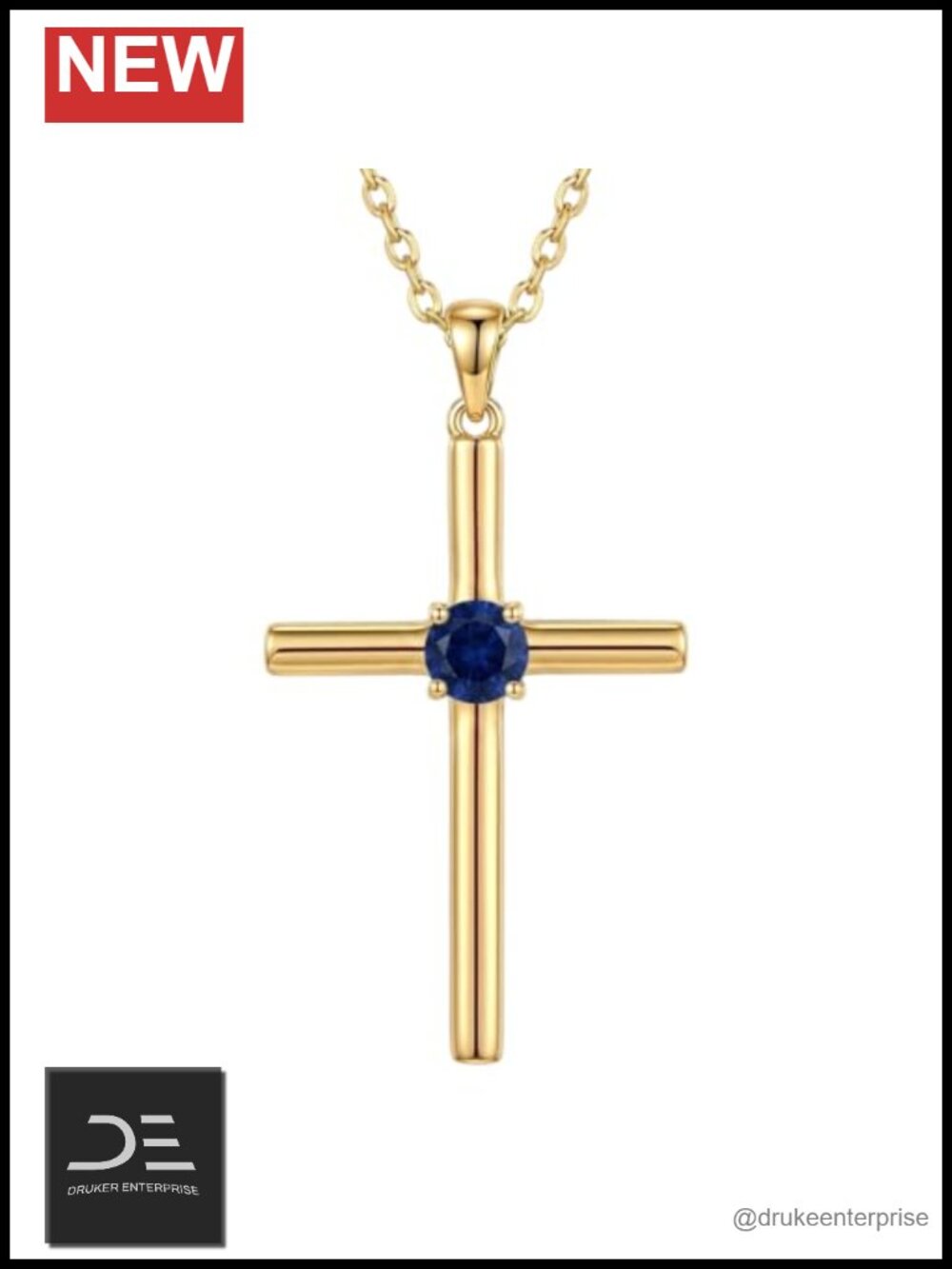 14K Gold Plated Cross Birthstone Pendant Necklace for Women Religious Gift